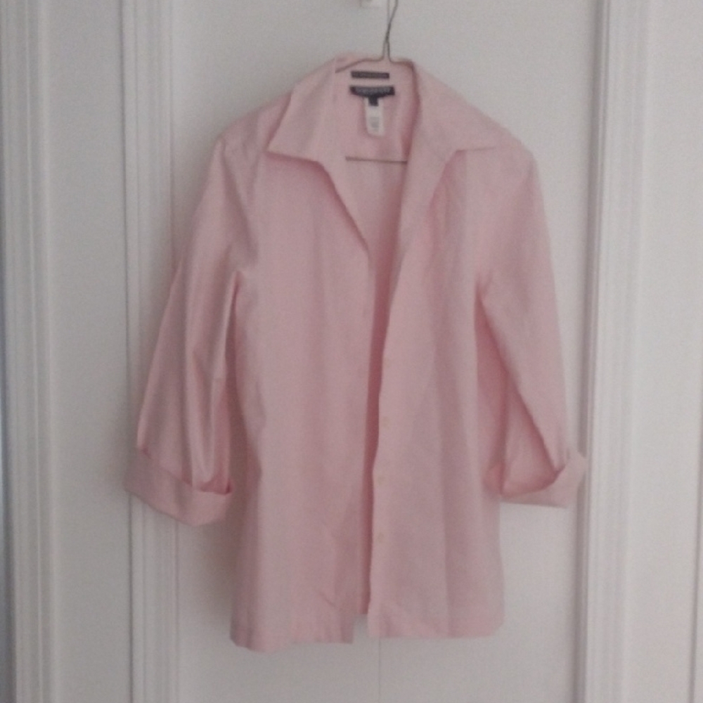 Jones New York Pink 3/4 Sleeve Button Down Shirt